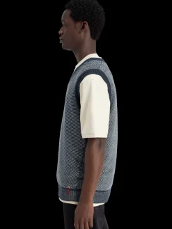 Best Scotch & Soda V-neck vest special stitch NightMelange