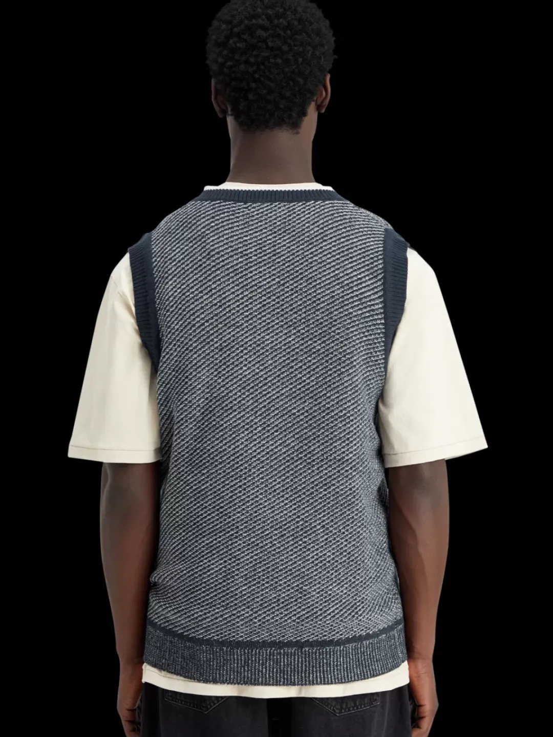 Best Scotch & Soda V-neck vest special stitch NightMelange