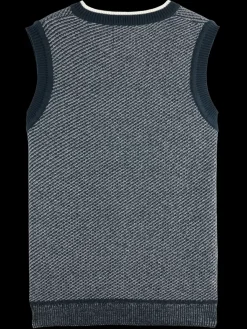 Best Scotch & Soda V-neck vest special stitch NightMelange