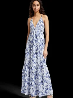 Clearance Scotch & Soda WAISTED MAXI DRESS ShellBatikBlue