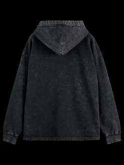 Online Scotch & Soda Washed artwork relaxed fit hoodie Black