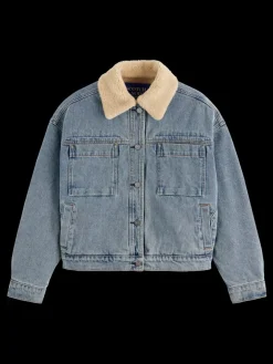 Clearance Scotch & Soda WASHED DENIM JACKET WITH SHERPA DETAILS WashedIndigo