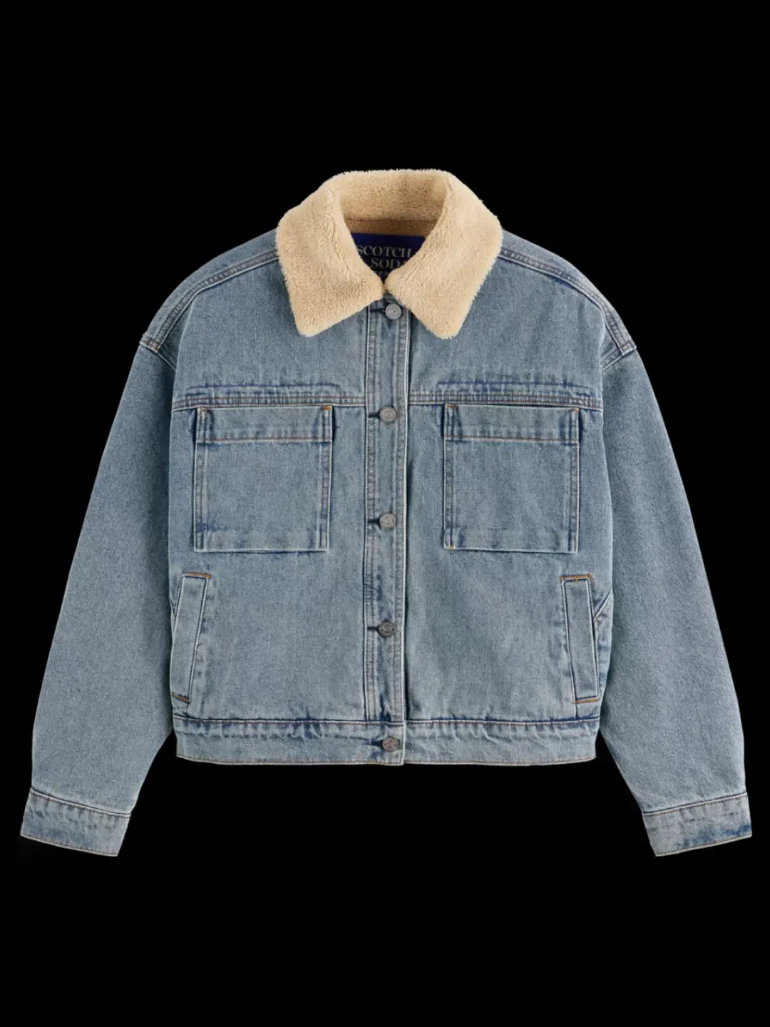 Clearance Scotch & Soda WASHED DENIM JACKET WITH SHERPA DETAILS WashedIndigo