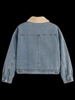 Clearance Scotch & Soda WASHED DENIM JACKET WITH SHERPA DETAILS WashedIndigo