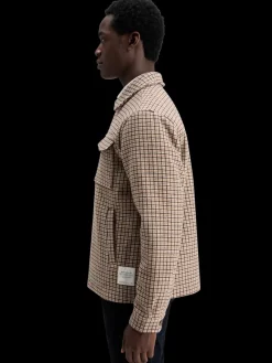Clearance Scotch & Soda Wool blend zip-thru overshirt BrownCheck