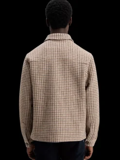 Clearance Scotch & Soda Wool blend zip-thru overshirt BrownCheck
