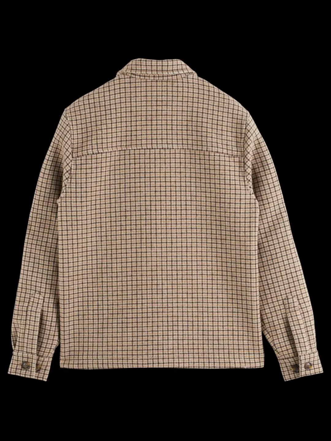 Clearance Scotch & Soda Wool blend zip-thru overshirt BrownCheck