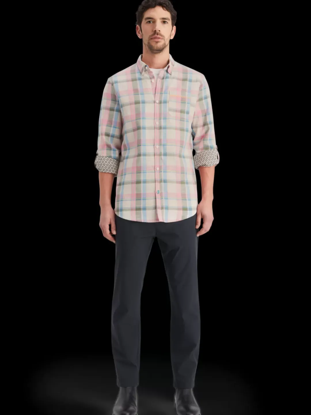 Sale Scotch & Soda Yarn dye check roll up shirt GreenCheck
