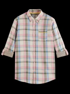 Sale Scotch & Soda Yarn dye check roll up shirt GreenCheck