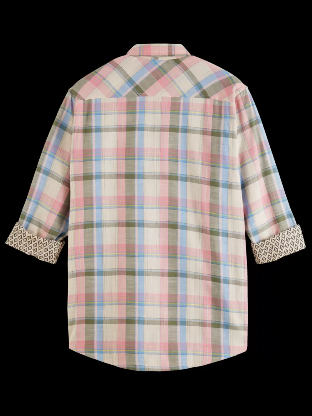 Sale Scotch & Soda Yarn dye check roll up shirt GreenCheck