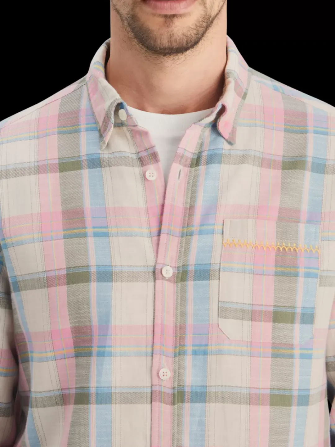 Sale Scotch & Soda Yarn dye check roll up shirt GreenCheck