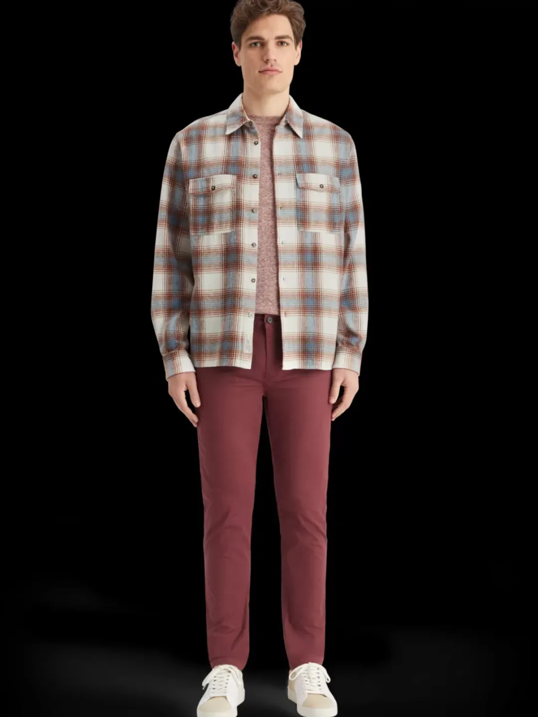 Clearance Scotch & Soda Yarn dye flannel check shirt SandBlueCheck