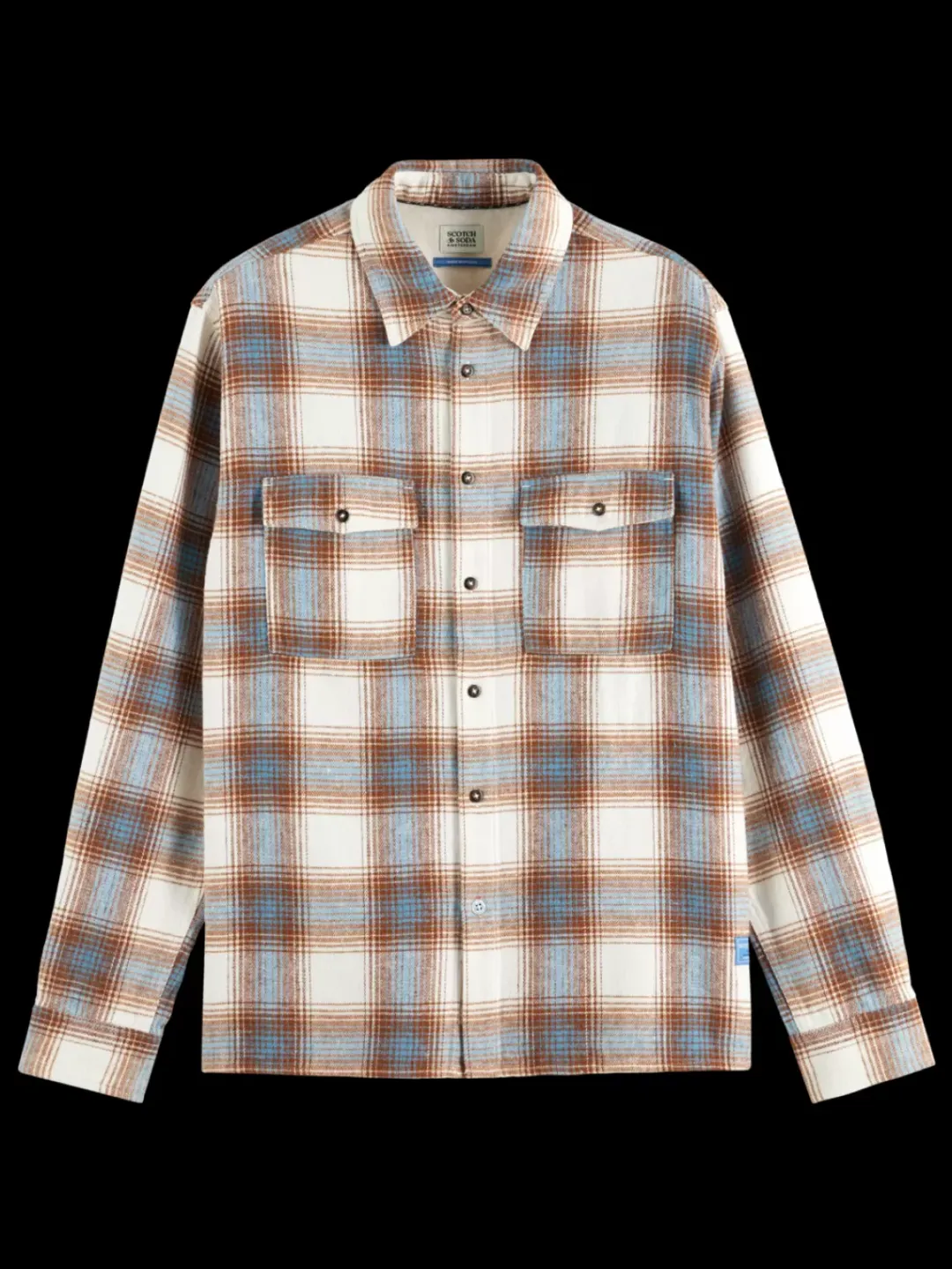Clearance Scotch & Soda Yarn dye flannel check shirt SandBlueCheck